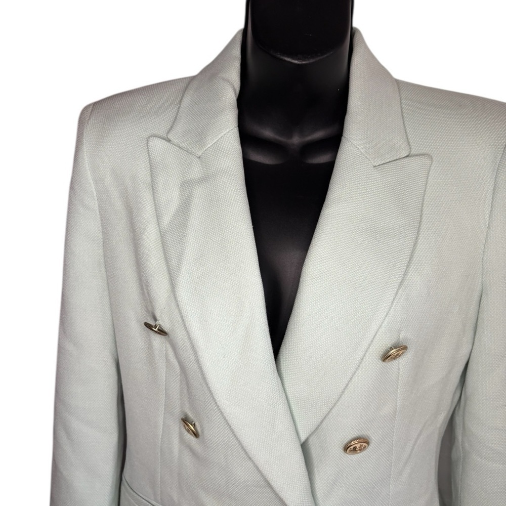 Zara women’s mint Green Double-Breasted long Blazer coat sz small preloved - Picture 10 of 16
